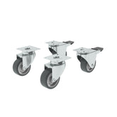 Standers Caster Wheel 360° Set of 4 Pieces (2 with Brakes) 5cm 40kg